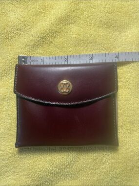 Classic Women's Leather Wallet in Burgundy with Gold Emblem